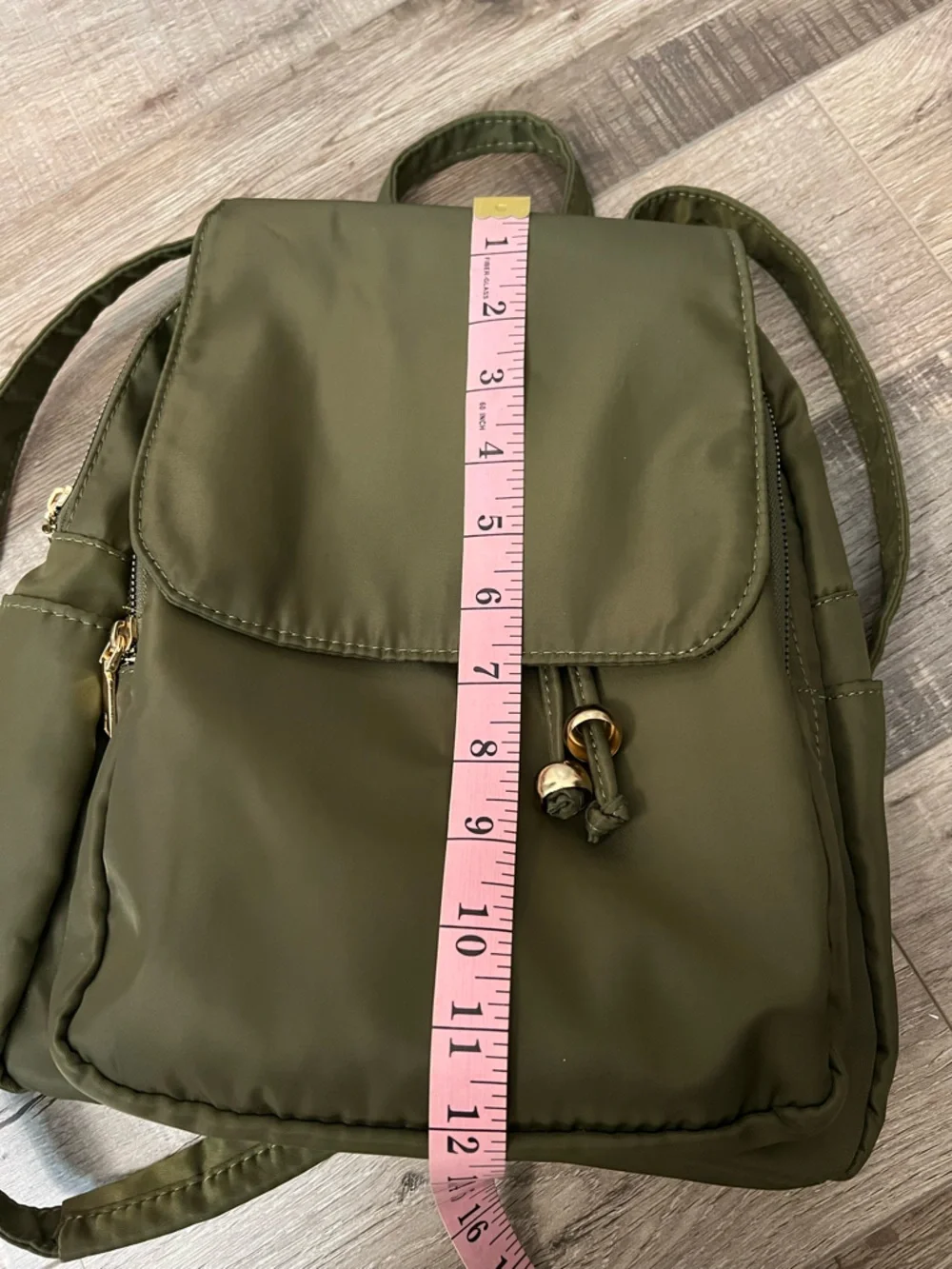 Olive Green Women's Nylon Drawstring Backpack